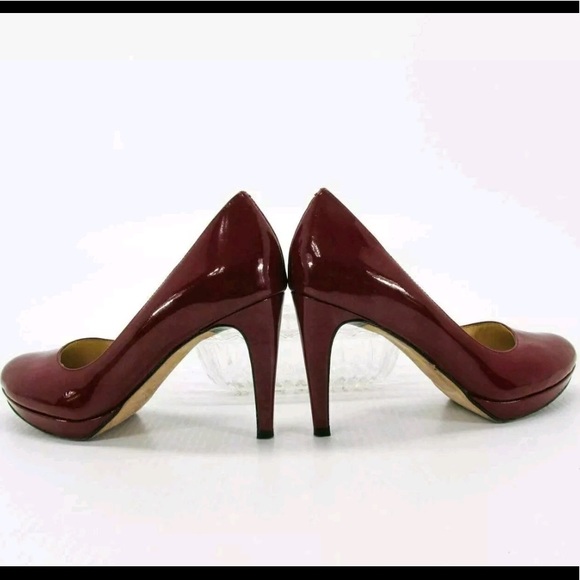 Nine West's Glossy Wine Red Quabree Pump With Upper Platform Sizes: 8.5 & 9 (F) - Picture 3 of 4